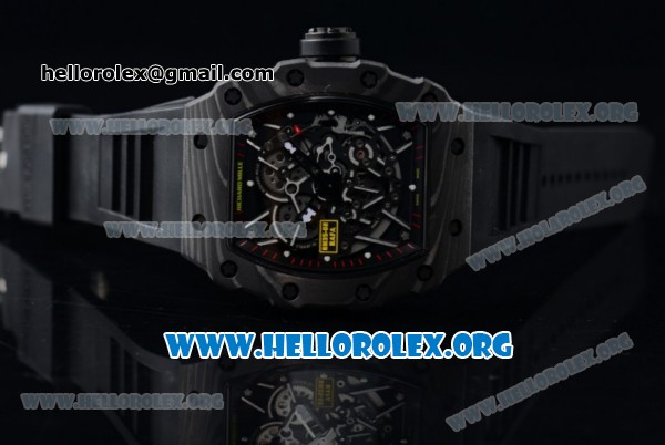 1:1 Richard Mille RM 35-02 RAFAEL NADA Japanese Miyota 9015 Automatic Black PVD Case with Skeleton Dial Black Rubber Strap - Click Image to Close